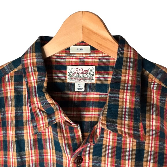 J. Crew Cotton Plaid Flannel Long Sleeve Button Up Shirt Midweight Men’s XL - Picture 3 of 11